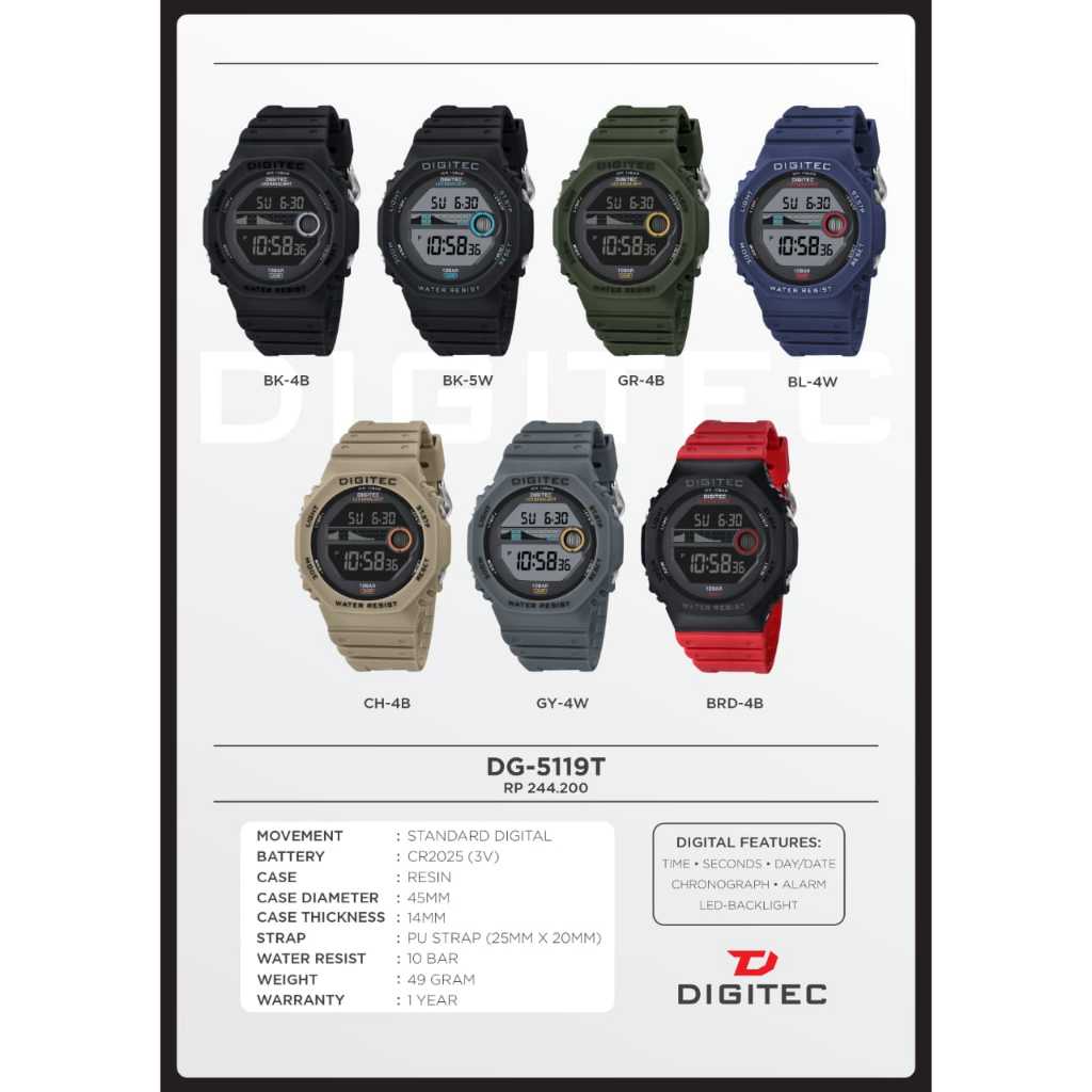 DIGITEC 5119 Digital Sport Men's Water Resistant Original Watch