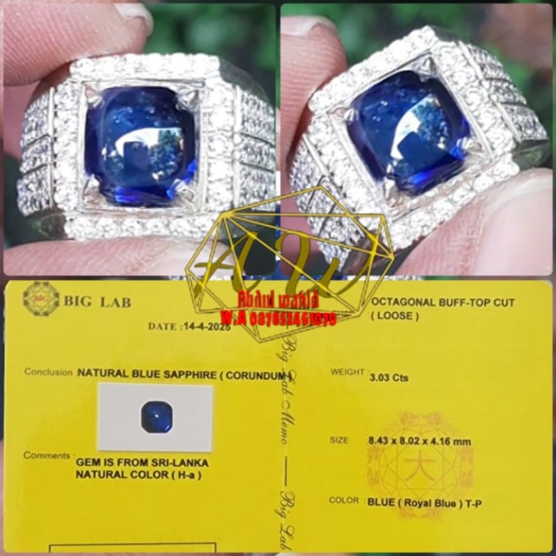 BLUE SAPPHIRE BUFF TOP SRILANKA 3.03CARAT-RUBY-SPINEL-CHRYSOBERYL