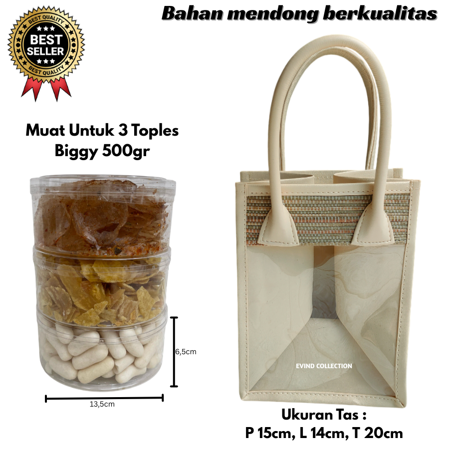 Tas Parcel Mika Mendong Isi 3 Toples Keranjang Hampers Mika Transparan Tas Parcel Lebaran