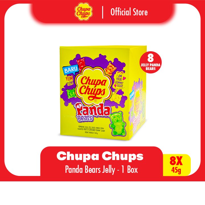 

Chupa Chups Jelly Fun Mix, Ocean Fun, Panda Bears & Cool Cola (1 Box) - Permen Gummy Jelly Lunak Buah Buahan