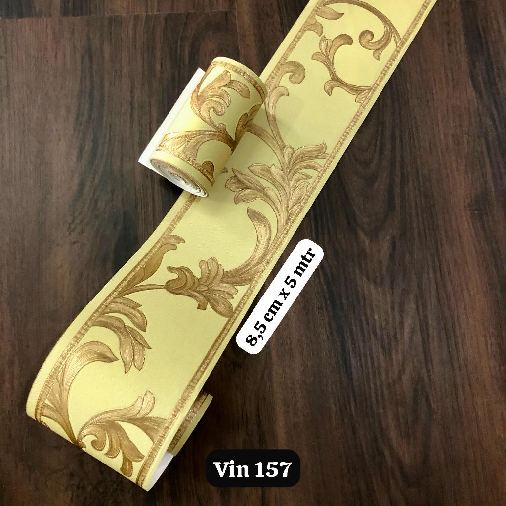 Wallpaper Border List Klasik Hijau Gold Modern Mewah