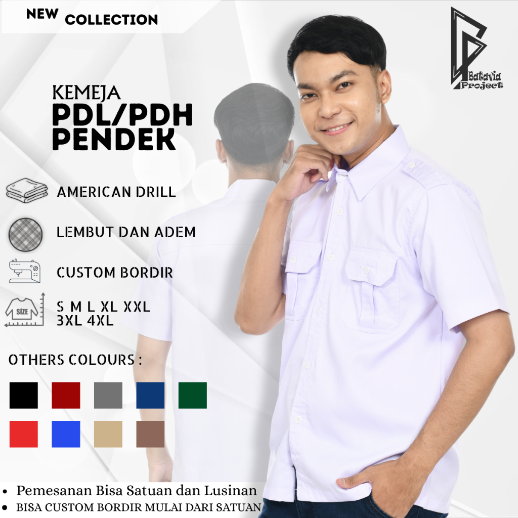 Kemeja PDL PDH Lengan Pendek - Seragam Kantor Pria Wanita Premium Model Baju Tactical Basic Pakaian 