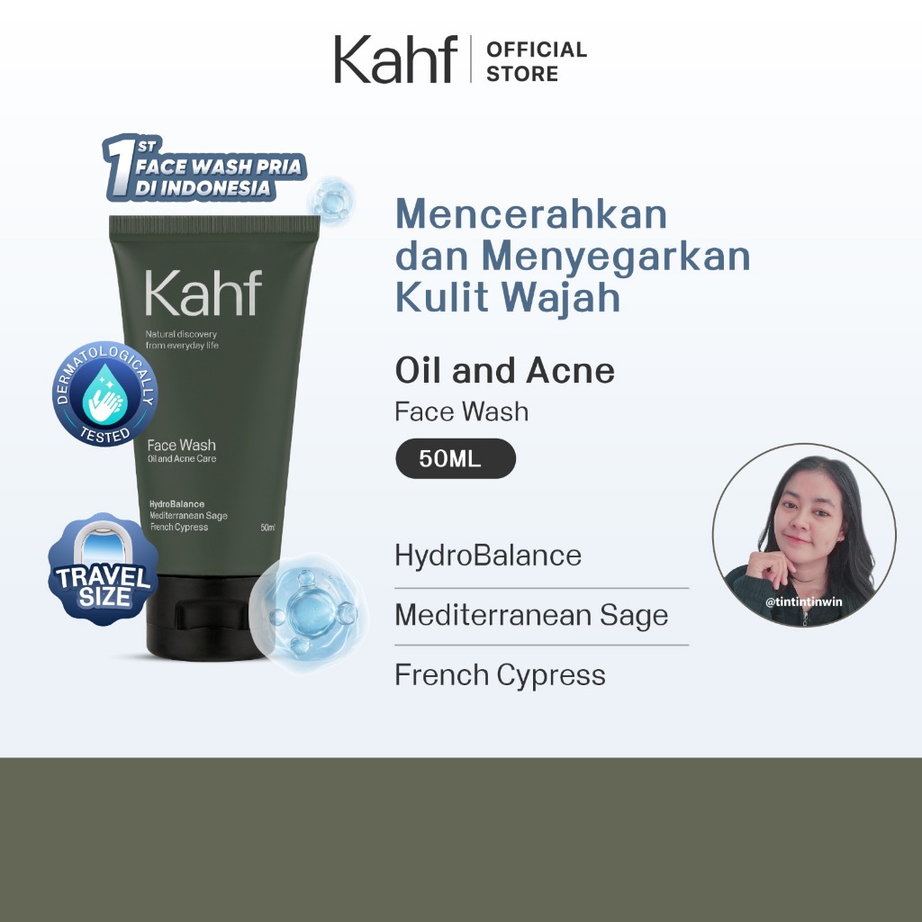 [TINTINTINWIN'S PICKS] Kahf Face Wash Oil and Acne Care 50 ml - Sabun Cuci Muka Pria untuk Kulit Ber