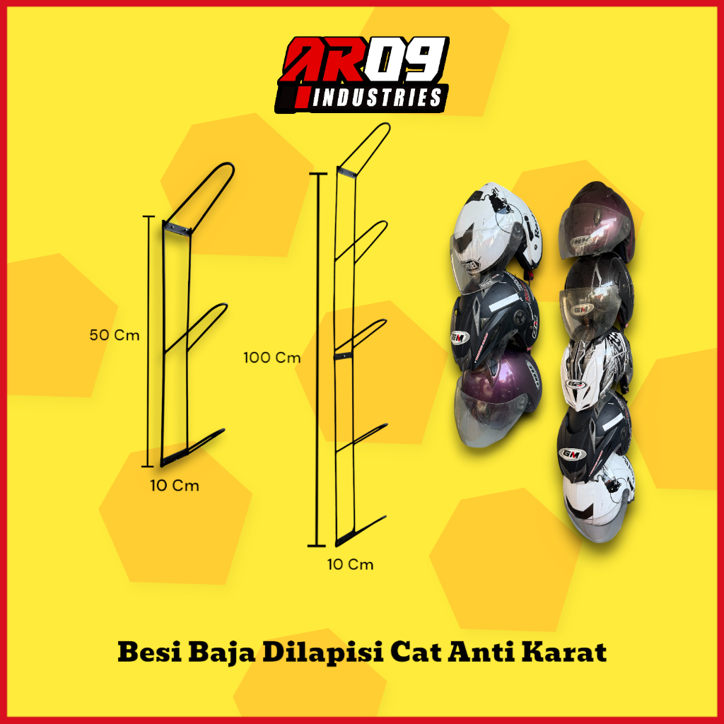 Gantungan Helm Dinding - Rak Penyimpanan Helm Gantung Tahan Karat untuk Rumah & Garasi Isi 3&5 Helm