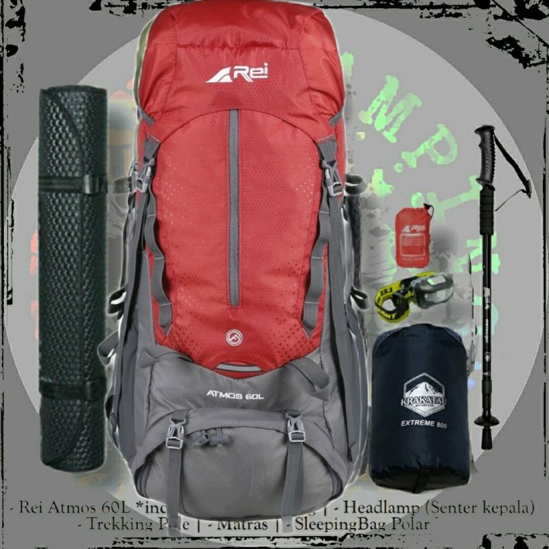 PAKET MURAH TAS GUNUNG AREI ATMOS 60LITER - PAKET TAS PENDAKI ATMOS 60L -PAKET AREI ATMOS 60L OUTDOO