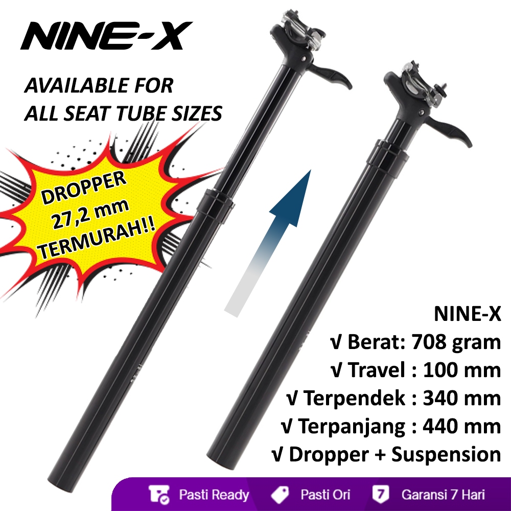 Nine-X Dropper 27,2 Seatpost + Suspension Hybrid Mode Setpost Hidrolik Tiang Sadel Empuk Suspension 
