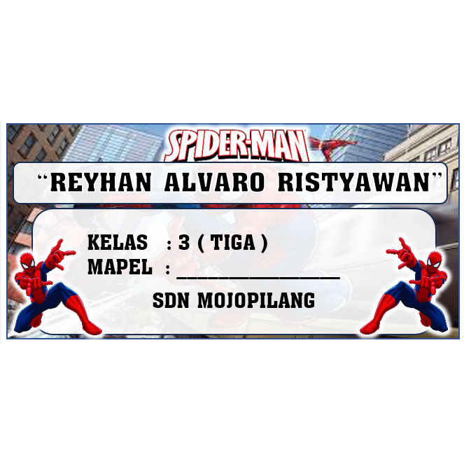 

STIKER NAMA CUSTOM BUKU MOTIF SPIDERMAN ISI 12