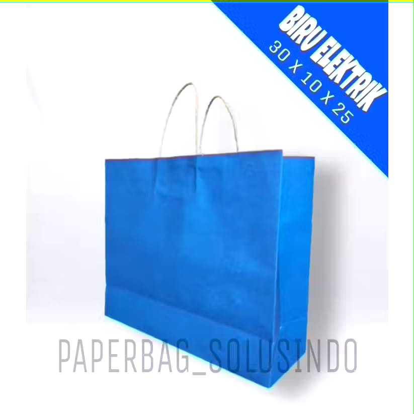 

Paperbag / Kantong Kertas Warna Biru Elektrik Blue 30x10x25 cm