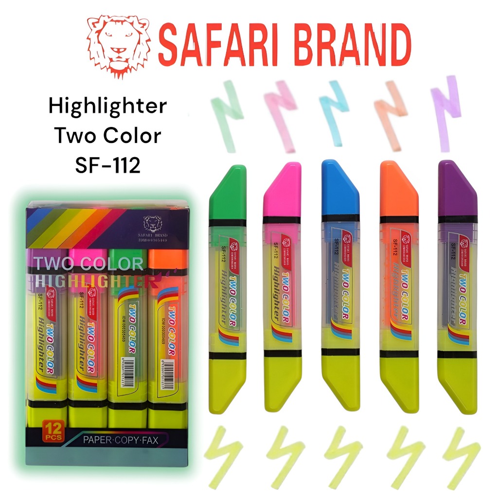 

(SF112-LUSIN) Stabilo Penanda Highlighter Pen 2 Ujung Warna 2in1 Safari Brand