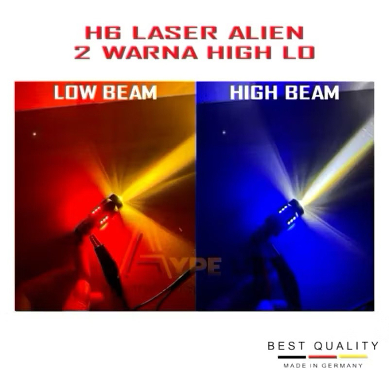 YTY LAMPU UTAMA MOTOR H6 LASER 30 LED ALIEN H6 LED LASER 2 WARNA HI / LOO 20 WATT BOHLAM LED H6