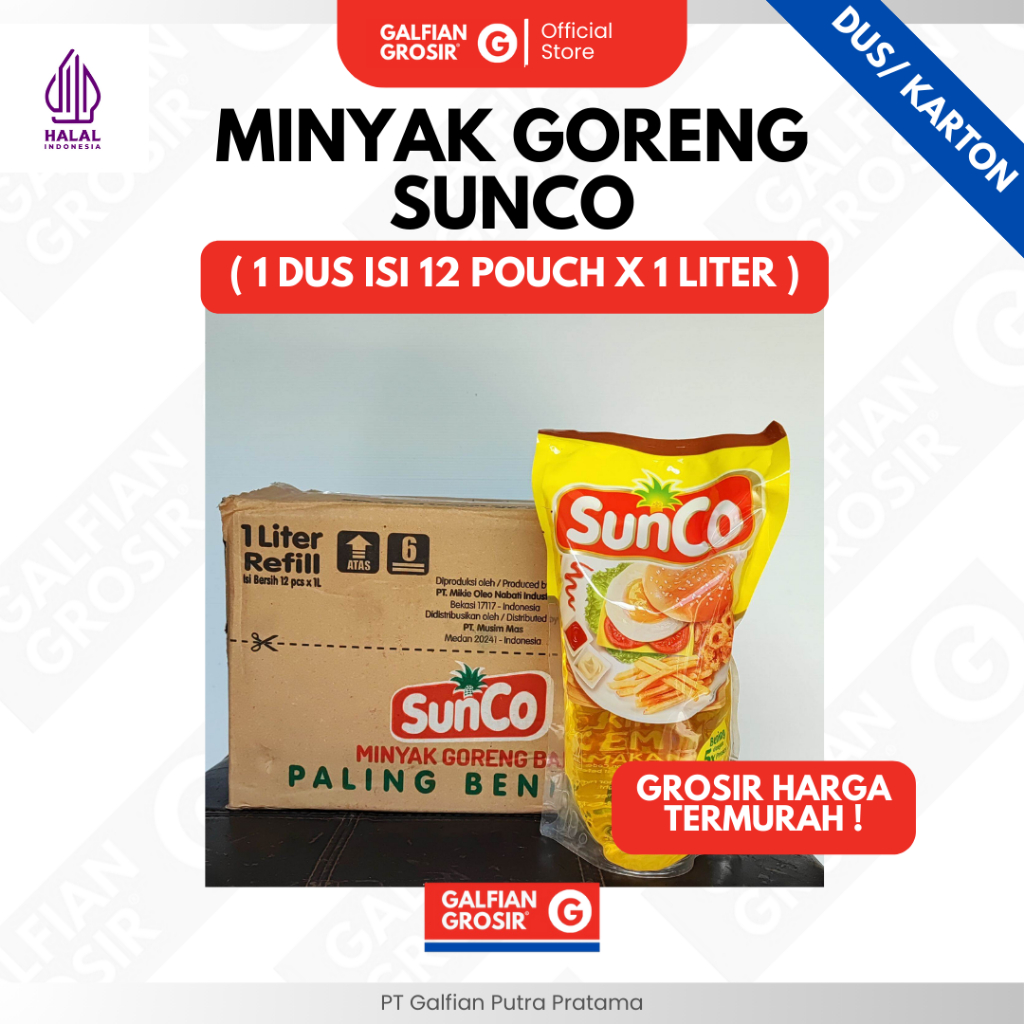 

MINYAK GORENG SUNCO ( 1 DUS ISI 12 POUCH X 1 LITER )