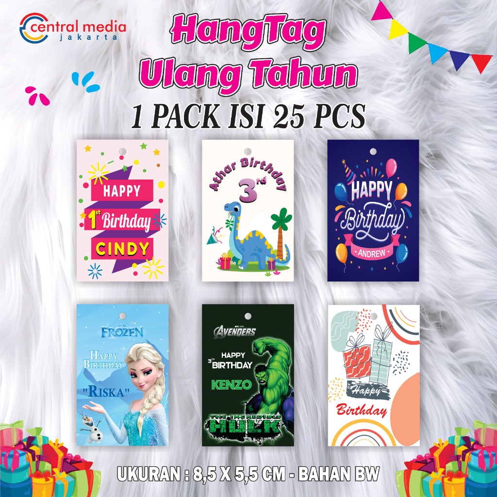 Hang Tag Birthday Custom Nama Tanggal Gantungan Souvenir Ulang Tahun Anak Dewasa