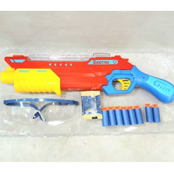 mainan anak pistol water jelly gun shoot 2in1 soft bullet peluru bulat tembakan anak laki laki (0907