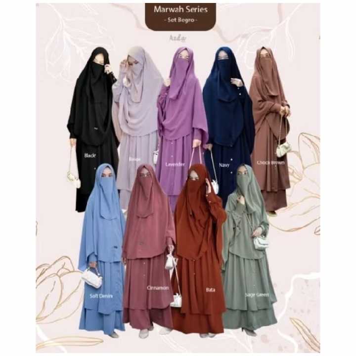 Marwah Set Bergo Azda / Marwah Azda/Gamis Marwah Moms and Kids