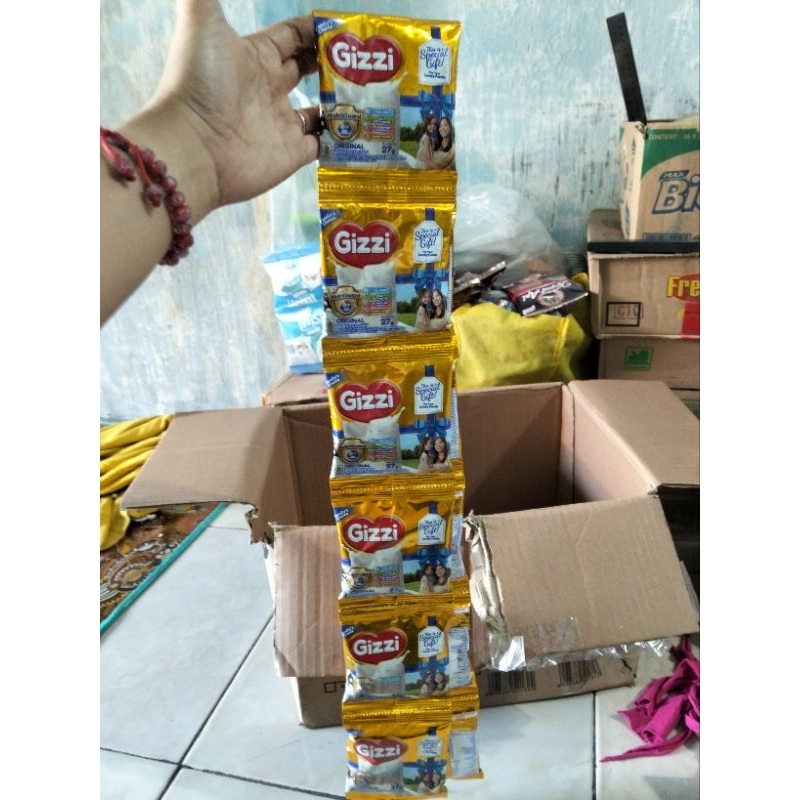 

susu gizzi rasa original 1 renceng (12 bungkus x 27g) free 1 bungkus susu gizzi kemasan 27gr