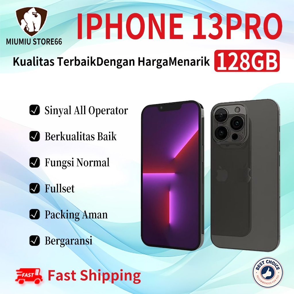 iPhone 13Pro 128GB Second Original100% INTER 5G 6.1"OLED-Ori Fullset Mulus phone 3utools All Green