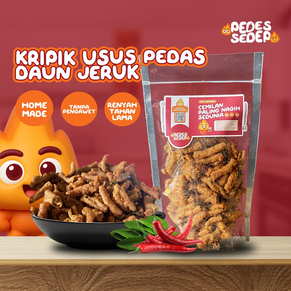 

Pedessedep - Kripik Usus Pedas Daun Jeruk Rempah Gurih Renyah