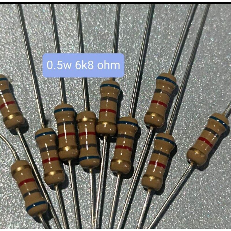 10BUAH RESISTOR 0.5W 6K8 OHM SETENGAH WATT 6K8OHM 0.5WATT 0.5 WATT 6K8 OHM