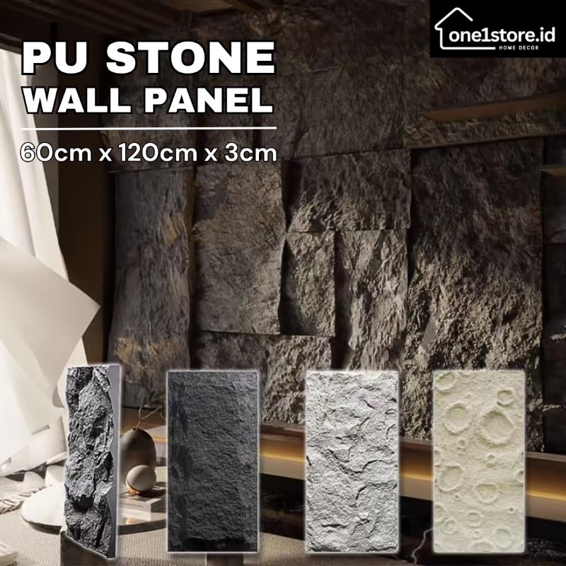 60cm x 120cm PU Stone Wall Panel Batu Alam 3D Dekorasi Dinding Outdoor dan Outdoor