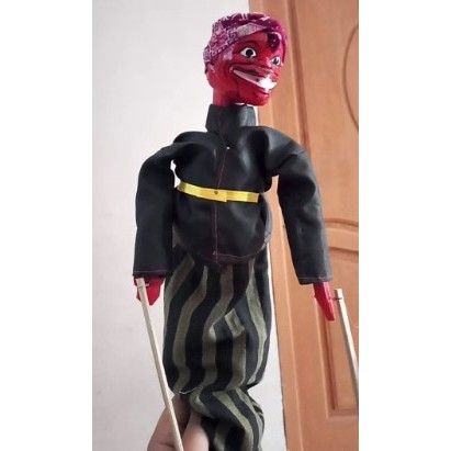 Cepot Wayang Golek Sunda Ukuran Kecil Tinggi 35 Cm Bisa Mengangguk Mainan Tradisional