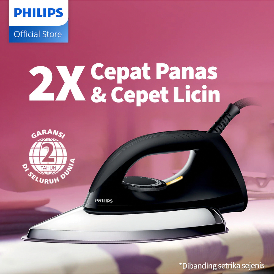 Philips Setrika Listrik HD-1173 / Setrika Listrik Philips HD 1173 Anti-Lengket Gosokan Baju