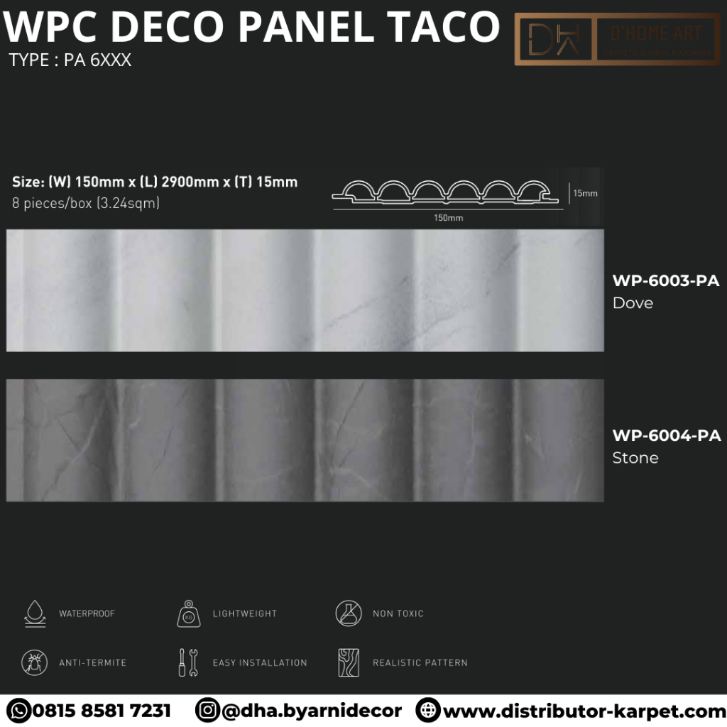 wpc bulat / wallpanel kisi kisi setengah lingkaran metalic wood putih tebal 15 mm WALL WPC WOOD PANE