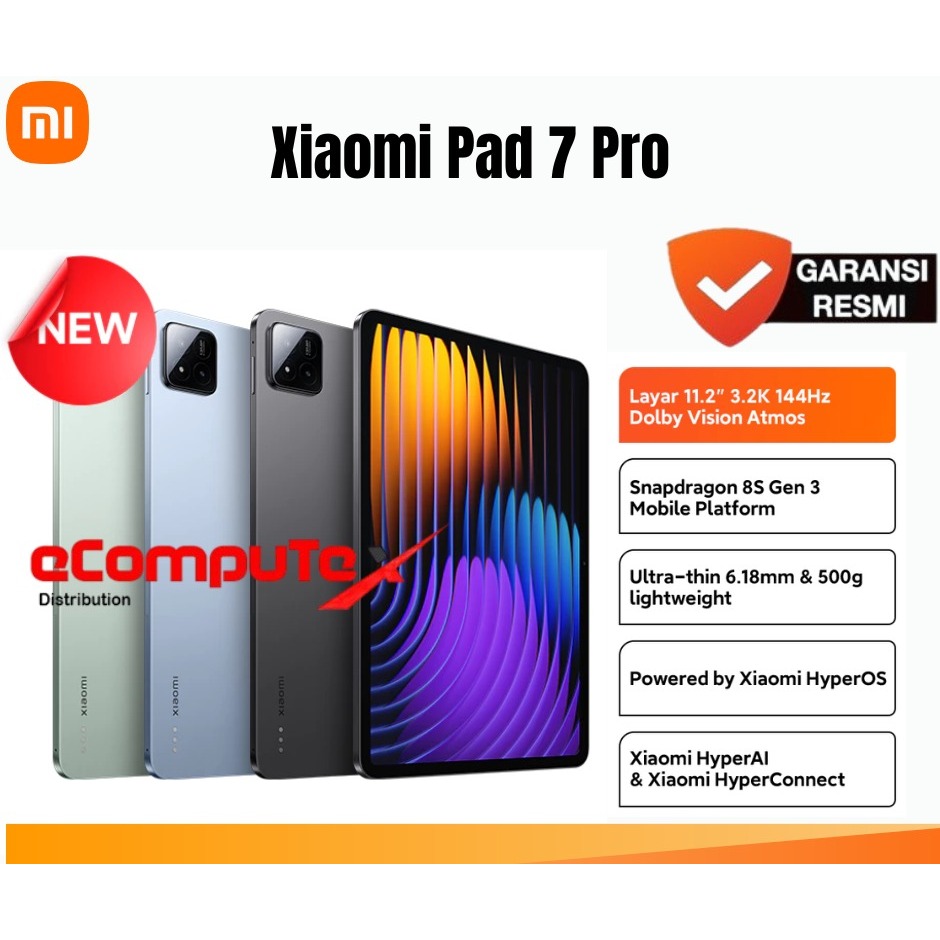XIAOMI MI PAD 7 PRO 12GB/512GB 12/512GB 12/512 GB LPDDR5X + UFS 4.0 HYPEROS 2 ORIGINAL - GARANSI RES
