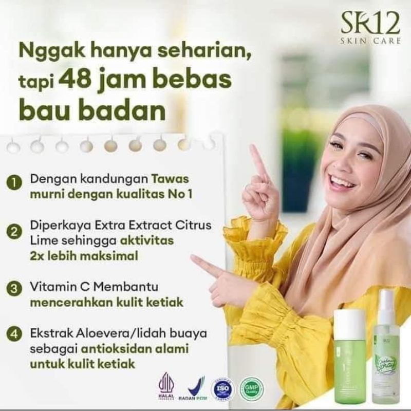 Deodorant Spray SR12 skincare kemasan baru ( premium ) | kemasan lama ( reguler )Netto 60ml
.