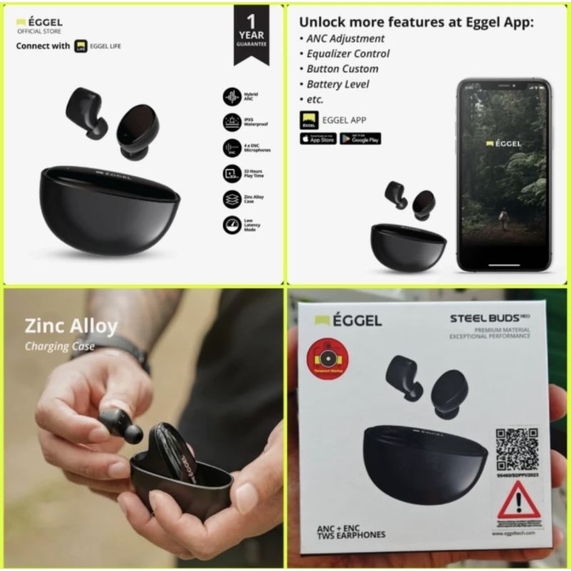 TWS Eggel Steelbuds Neo ANC ENC Earbuds Earphone Bluetooth Wireless