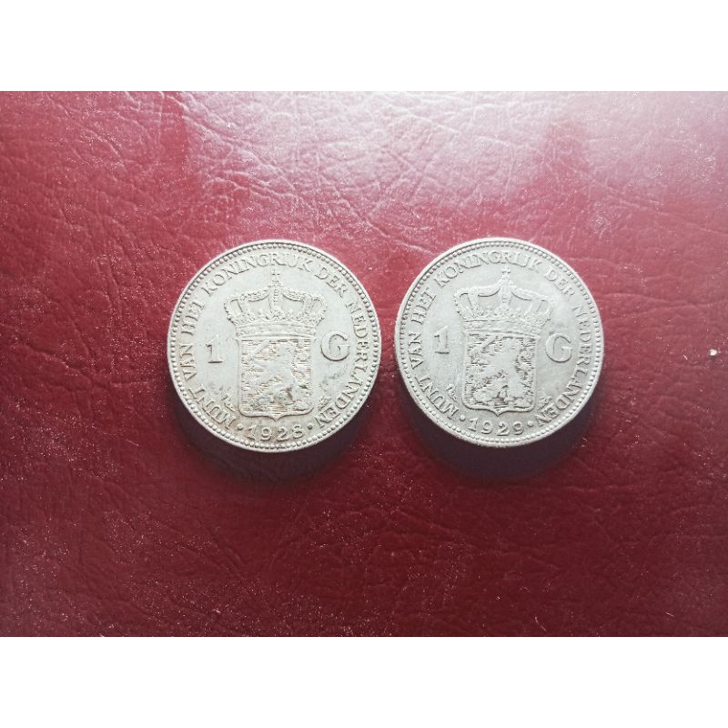 2 keping koin perak belanda 1 gulden tahun urut