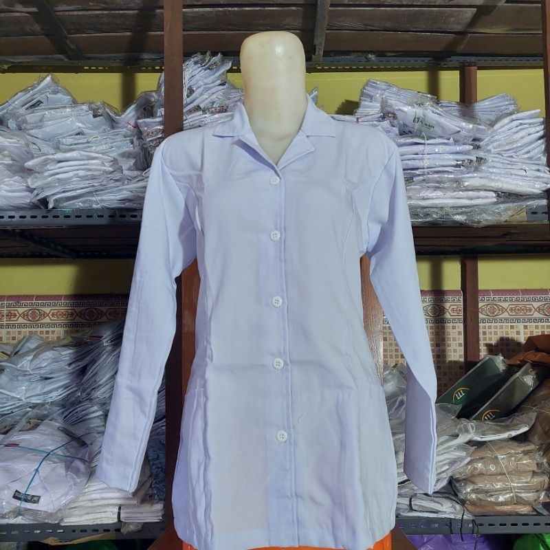 PDH putih Wanita / Baju PDH WANITA kantong 2 bawah bahan drill PREMIUM /