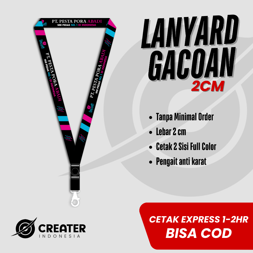 

Lanyard GACOAN 2 sisi pengait anti karat