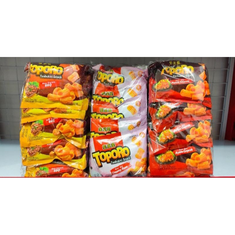 

Toporo Teobokki Snack Isi 10pcs Rasa BBQ Ayam Geprek Creamy Rose