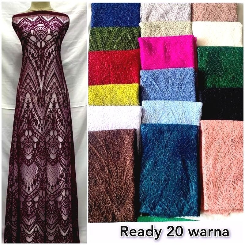 Kain Brokat Semifrancis Panel Bahan Kebaya Modern