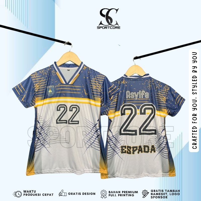Jersey Voli Cewek Fullprinting Custom Nama Nomer