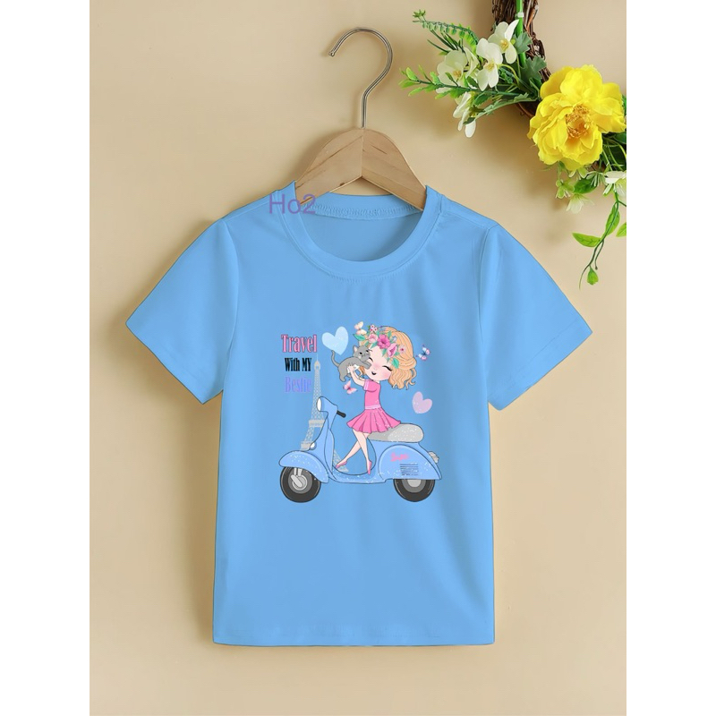 Kaos anak cewek umur 2-10thn lengan pendek Baju anak perempuan