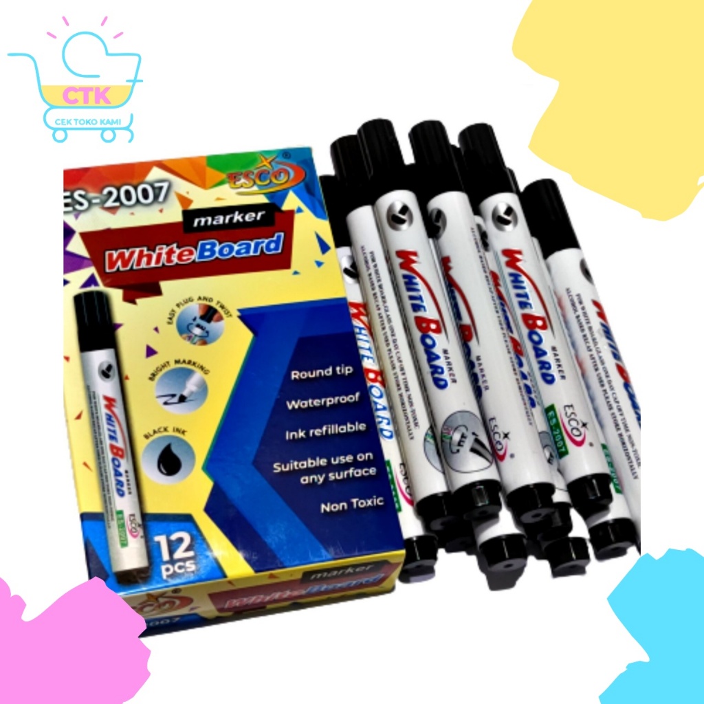 

Esco Spidol Hitam White Board Papan Tulis Bisa Dihapus