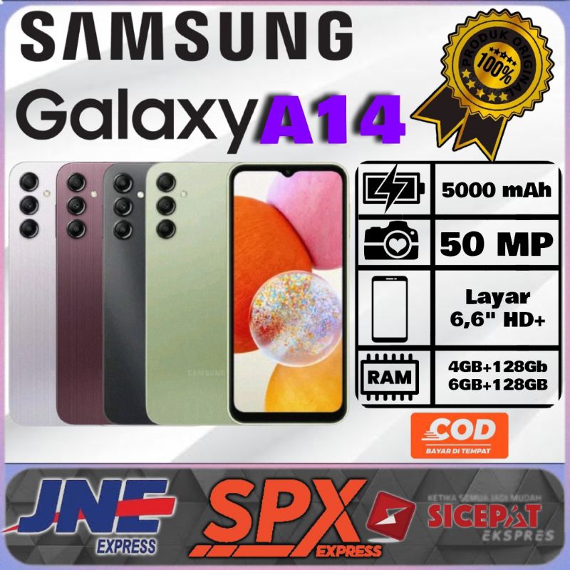 SMARTPHONE HP SAMSUNG A14 Ram 4+128GB & 6+128GB [Camera 50MP + Display 6,6 inches + Battery 5000mAh 
