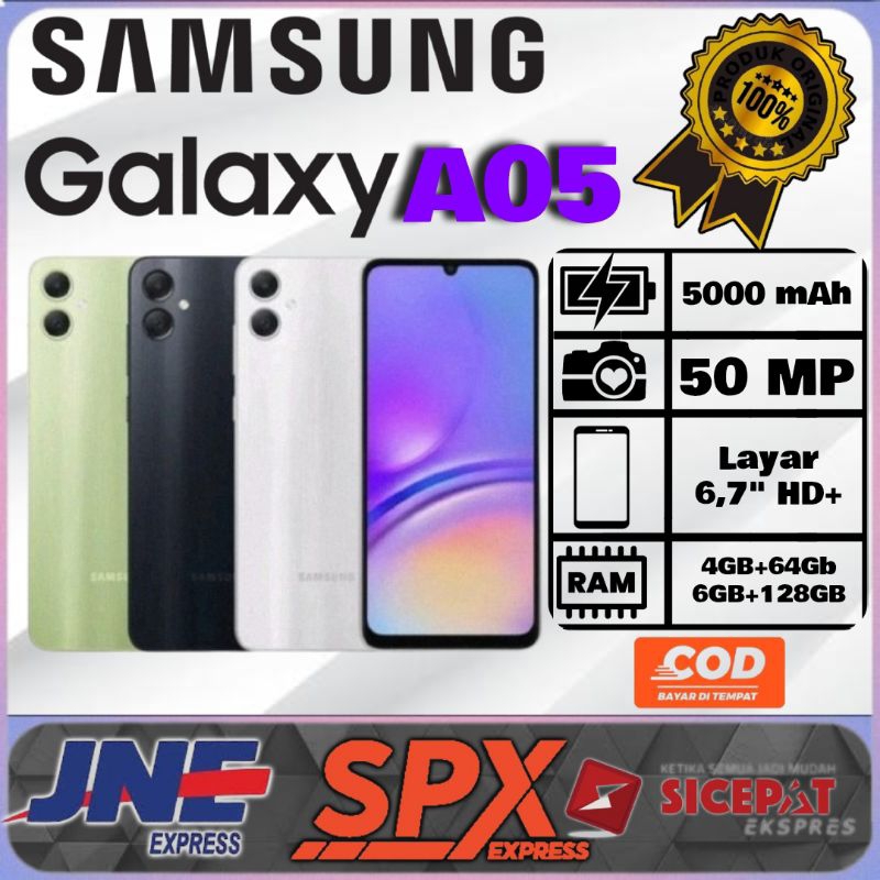 SMARTPHONE HP SAMSUNG A05 Ram 4+64GB & 6+128GB [Fast Charging 25Watt + Camera 50MP + Display 6,7inch
