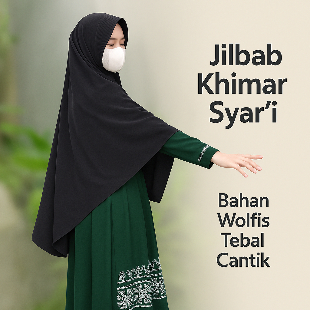 Jilbab Khimar Pet Daily Instan Wolfis Tebal Grade A Jumbo