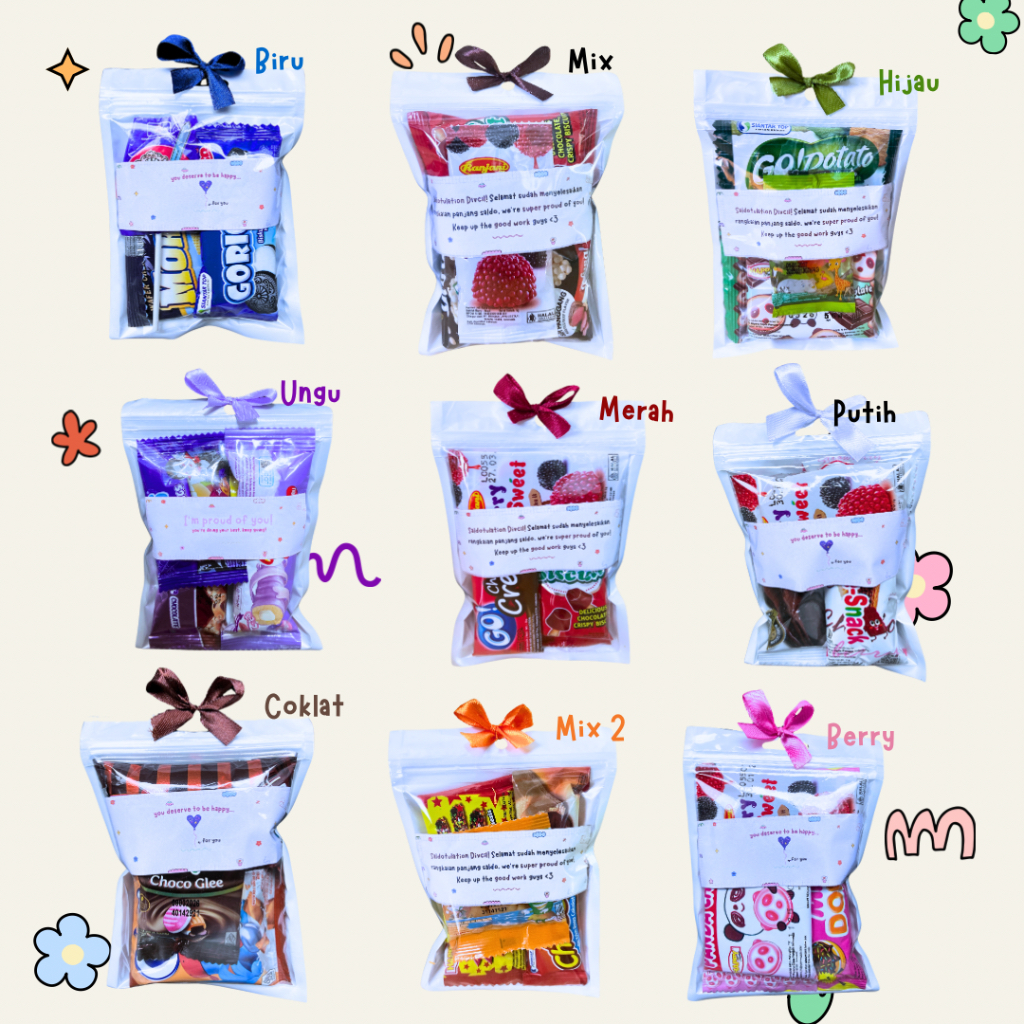 

MINI GIFT SNACK | FREEBIE SNACK | SNACK MINI | HAMPERS LEBARAN | CUSTOM TULISAN | BIRTHDAY