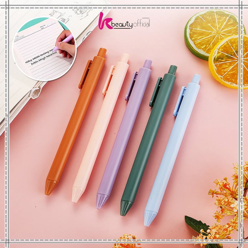 

KB-A120 Pena Cetekan Macaroon Pulpen Warna Pastel Tinta Hitam Alat Tulis Sekolah Kantor / Pulpen Warna Warni Bolpoint Gel Polos