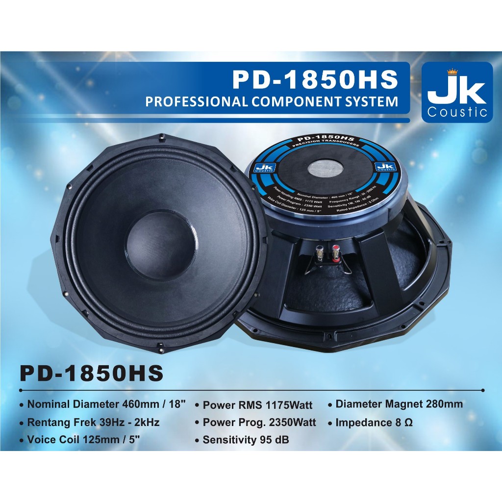 Speaker component 18 inch Jk Coustic PD 1850 HS Vc 5"