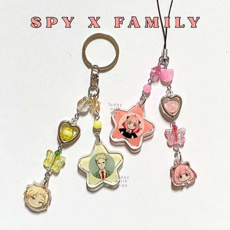 Spy x Family - Phone strap Keychain | Gantungan HP dan Kunci Manik Beads Charm Anime Anya