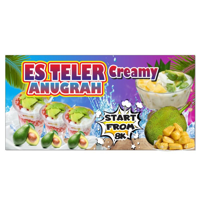 Spanduk Es Teller Creamy Ukuran 100x50 Free Desain