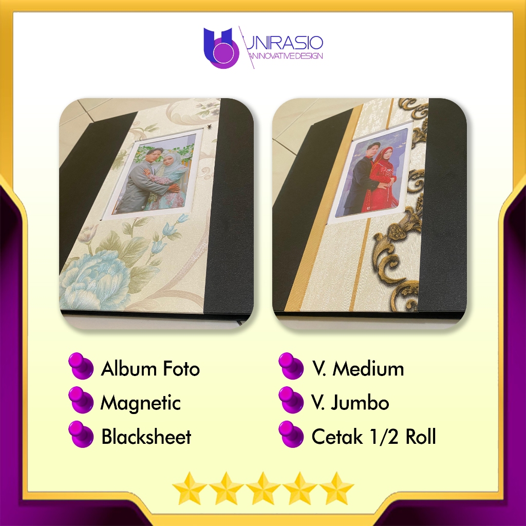 Album Magnetic Medium / Jumbo Size | Blacksheet | + Cetak Foto 1 / 2 Roll