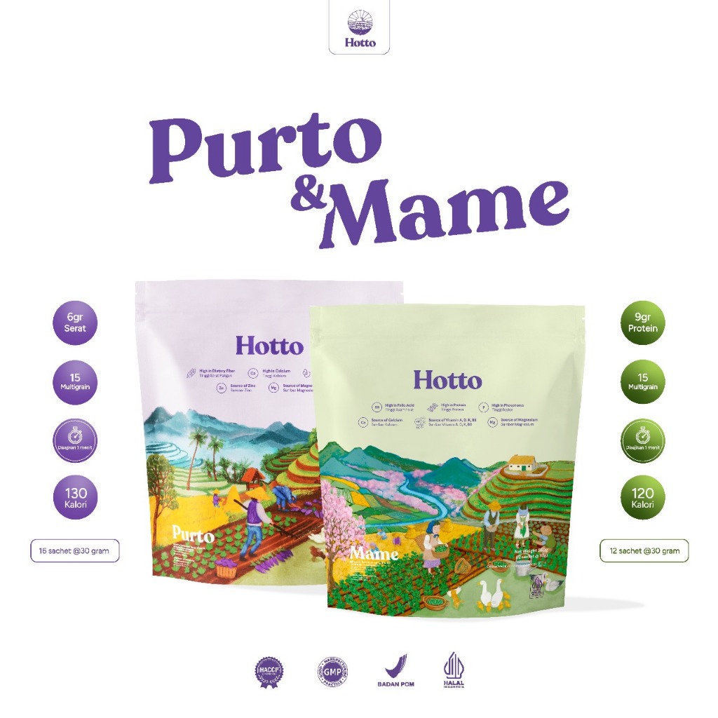 

Bundle Hotto Purto Multigrain dan Hotto Edamame Multigrain - ( 1 Pouch Hotto Mame dan 1 Pouch Hotto Purto ) - Mix 28 Sachet x 30gr - Minuman Antioksidan Ubi Ungu dan Edamame