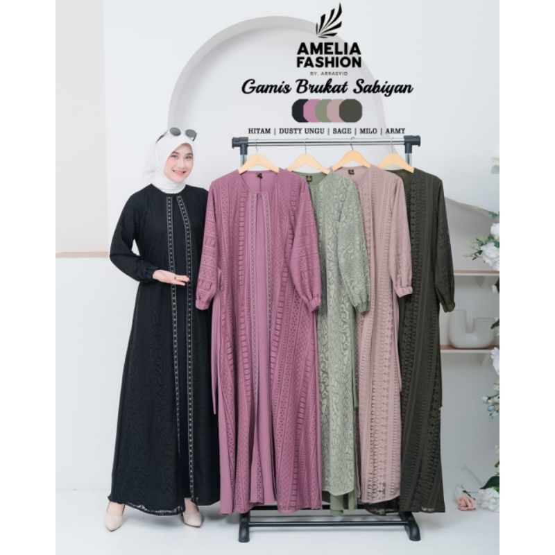GAMIS SABYAN ORI AMELIA FASHION DRESS OOTD MODERN KEKINIAN GAMIS LEBARAN TERBARU