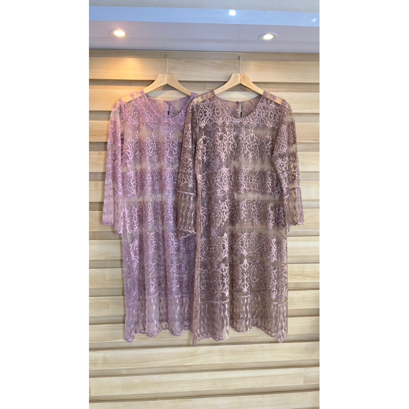 Outer Brokat Blossom - Rompi Tunik Tile Brokat Lengan Panjang | Elvis