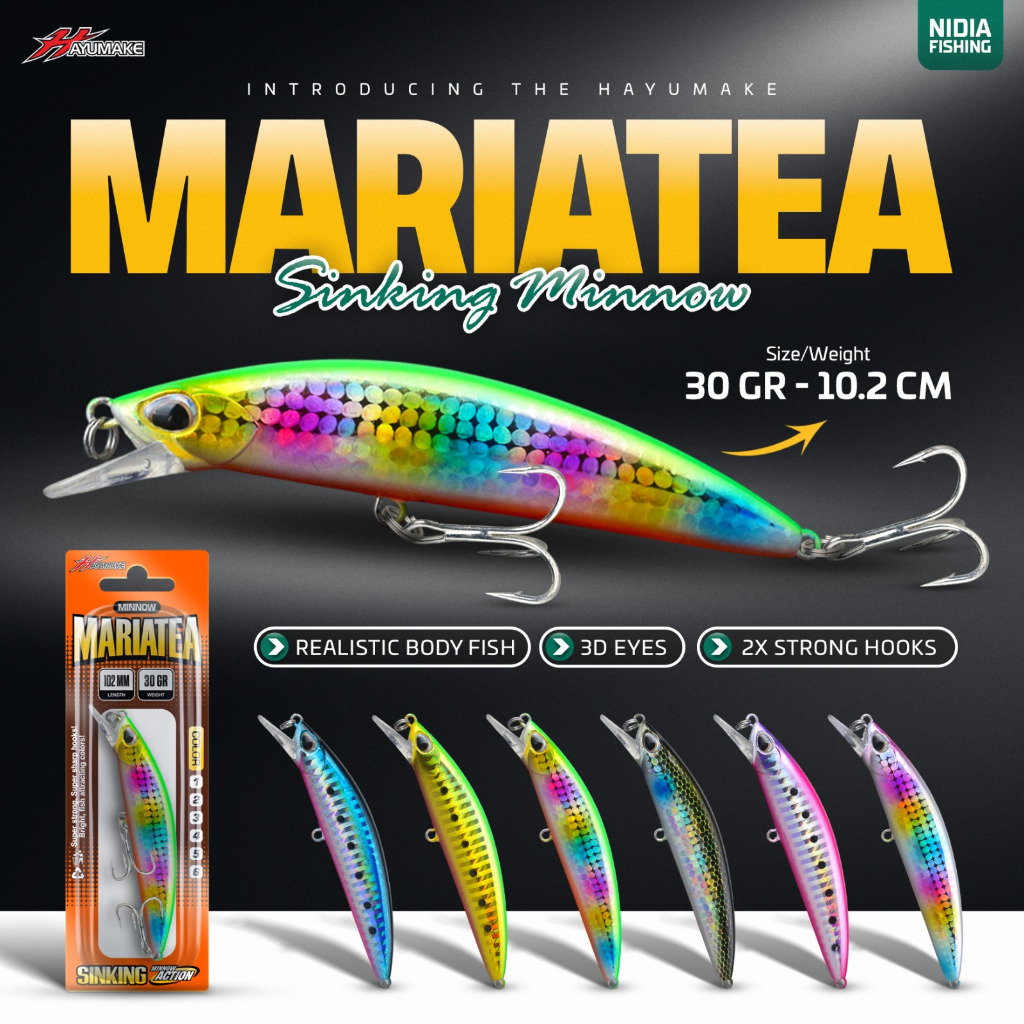 Lure Minnow Casting Hayumake MARIATEA Sinking Lure 30 Gram